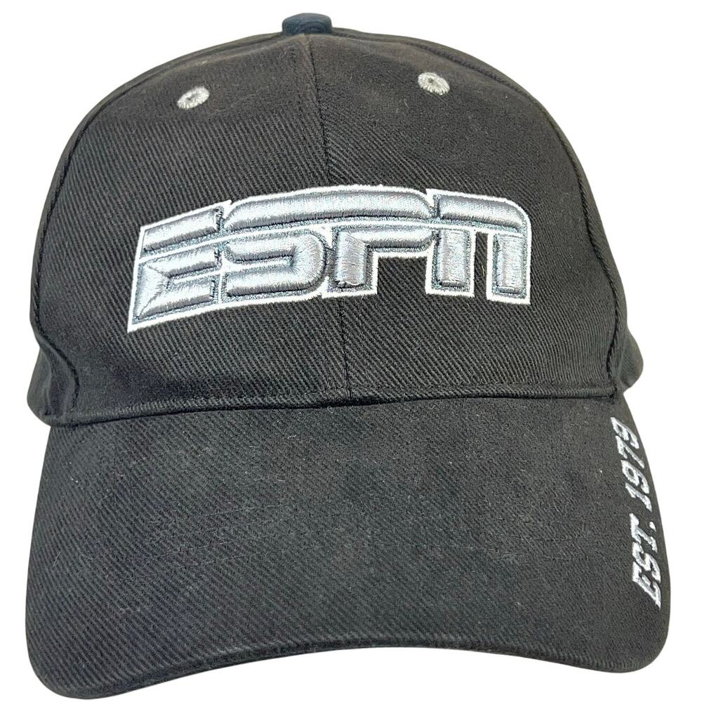 Vintage ESPN SportsCenter Hat Est 1979 Embroidered Black Cotton Strapback Cap